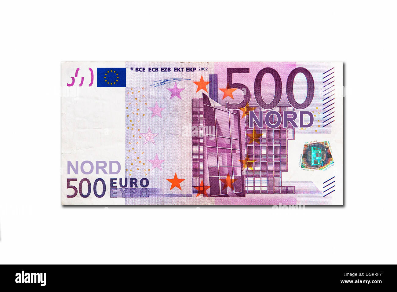 Symbolic icon, disintegration of the euro and the introduction of the new northern euro currency, 500 Nord-Euro Stock Photo