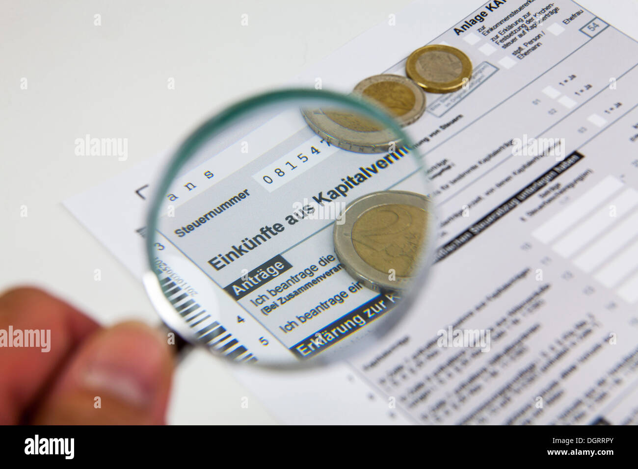 Tax form for Einkuenfte aus Kapitalvermoegen, German for income from capital assets, Hesse Stock ...