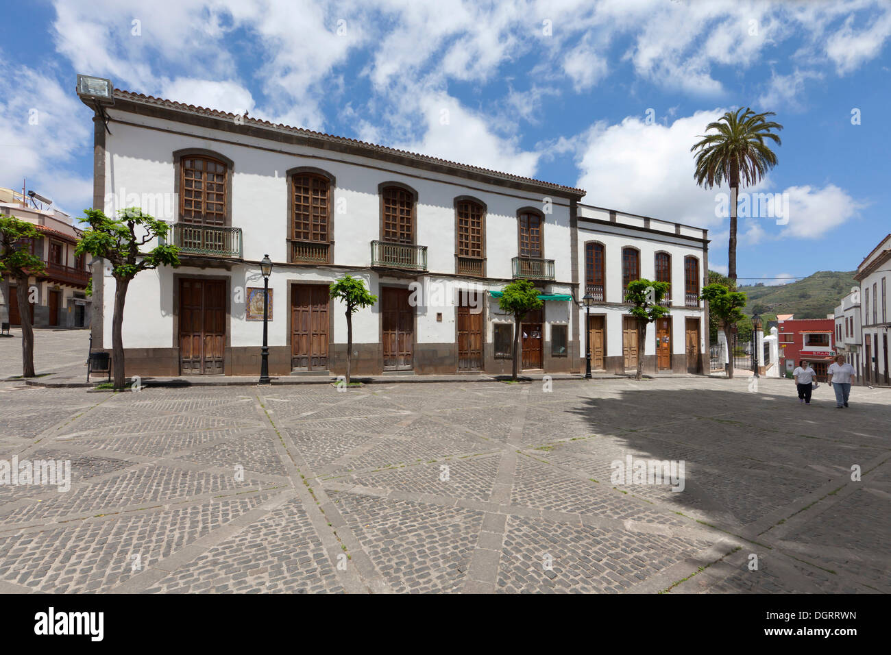 Old town of Teror with mansion, Plaza Nuestra Señora del Pino, Teror, Gran Canaria, Canary Islands, Spain, Europe, PublicGround Stock Photo