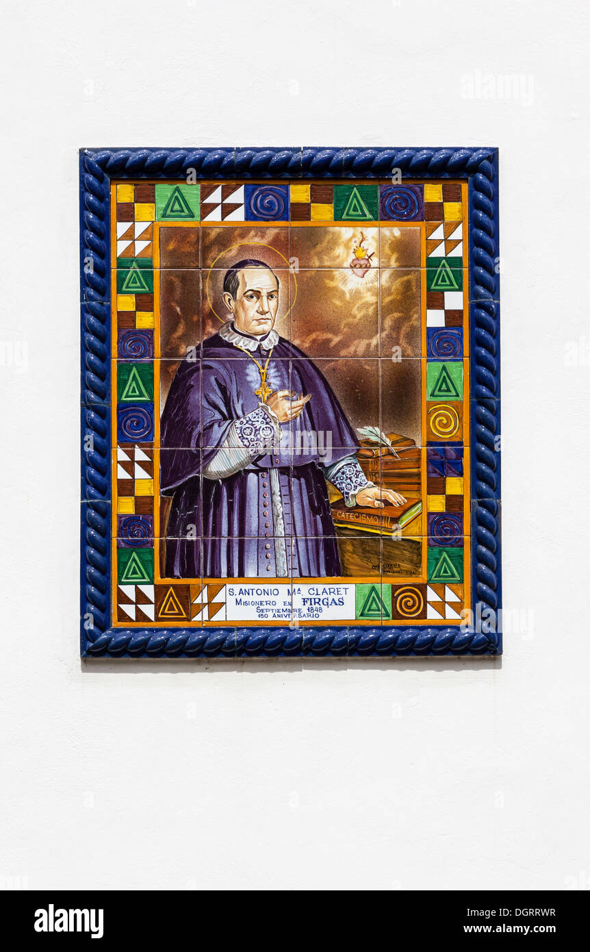 Portrait of S. Antonio Claret, Plaza de San Roque, Firgas, Gran Canaria, Canary Islands, Spain, Europe, PublicGround Stock Photo