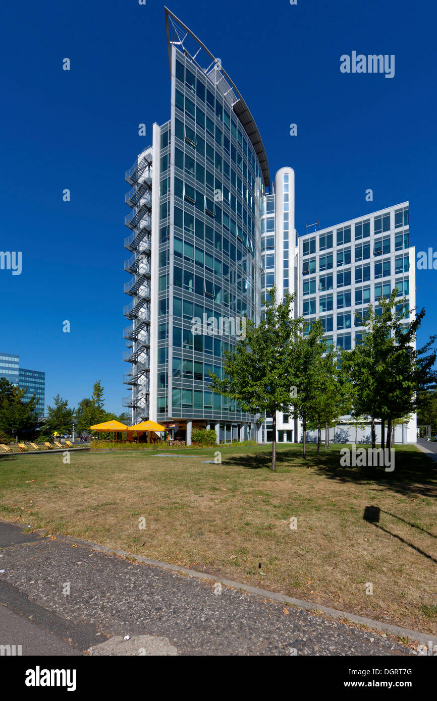 Sigma office tower, Lyoner Strasse street, Niederrad business district, Frankfurt am Main, Hesse, PublicGround Stock Photo