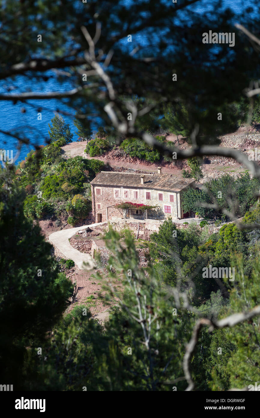 Remote finca near Banyalbufar, Serra de Tramuntana, Northwestern Coast, Mallorca, Balearic Islands, Spain, Europe Stock Photo
