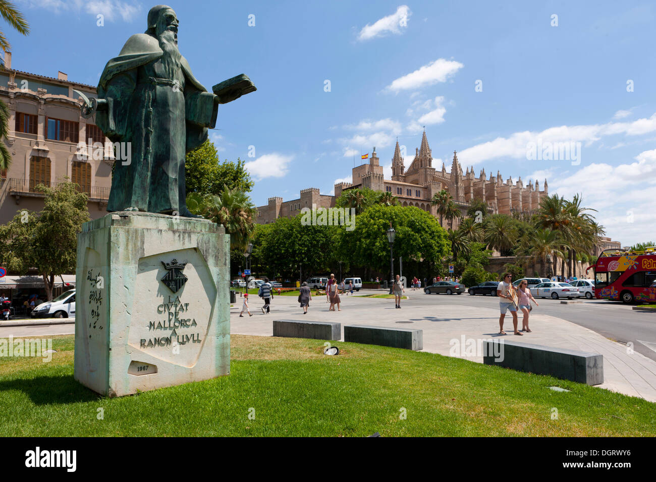 Monument of Ramón Llull, a Catalan philosopher and founder of Catalan literature, old town of Palma de Mallorca Stock Photo