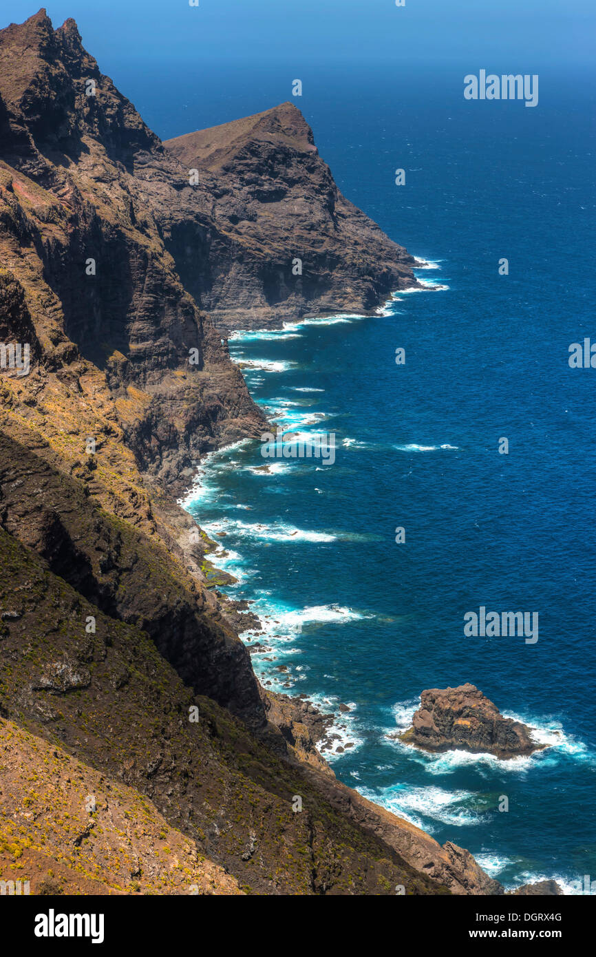 Cliff coast, Artenara, Gran Canaria, Kanarische Inseln, Casde San Nicolás, deTirma, Spain Stock Photo