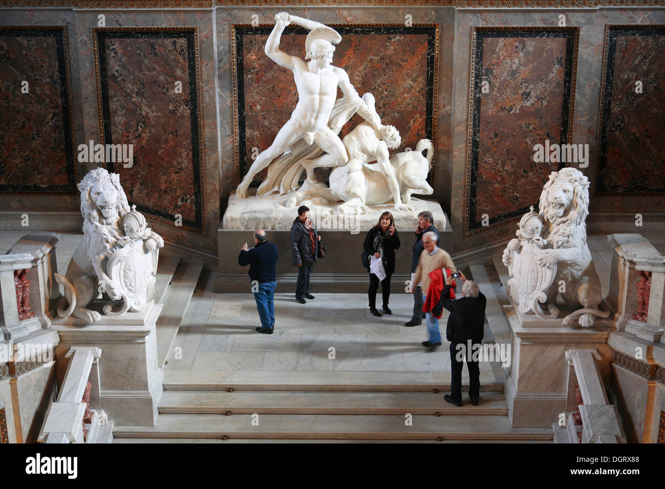 Kunsthistorisches Museum, Museum of Art History,  Statue of Theseus and Centaur, Main Stairway, Vienna, Austria, Europe Stock Photo