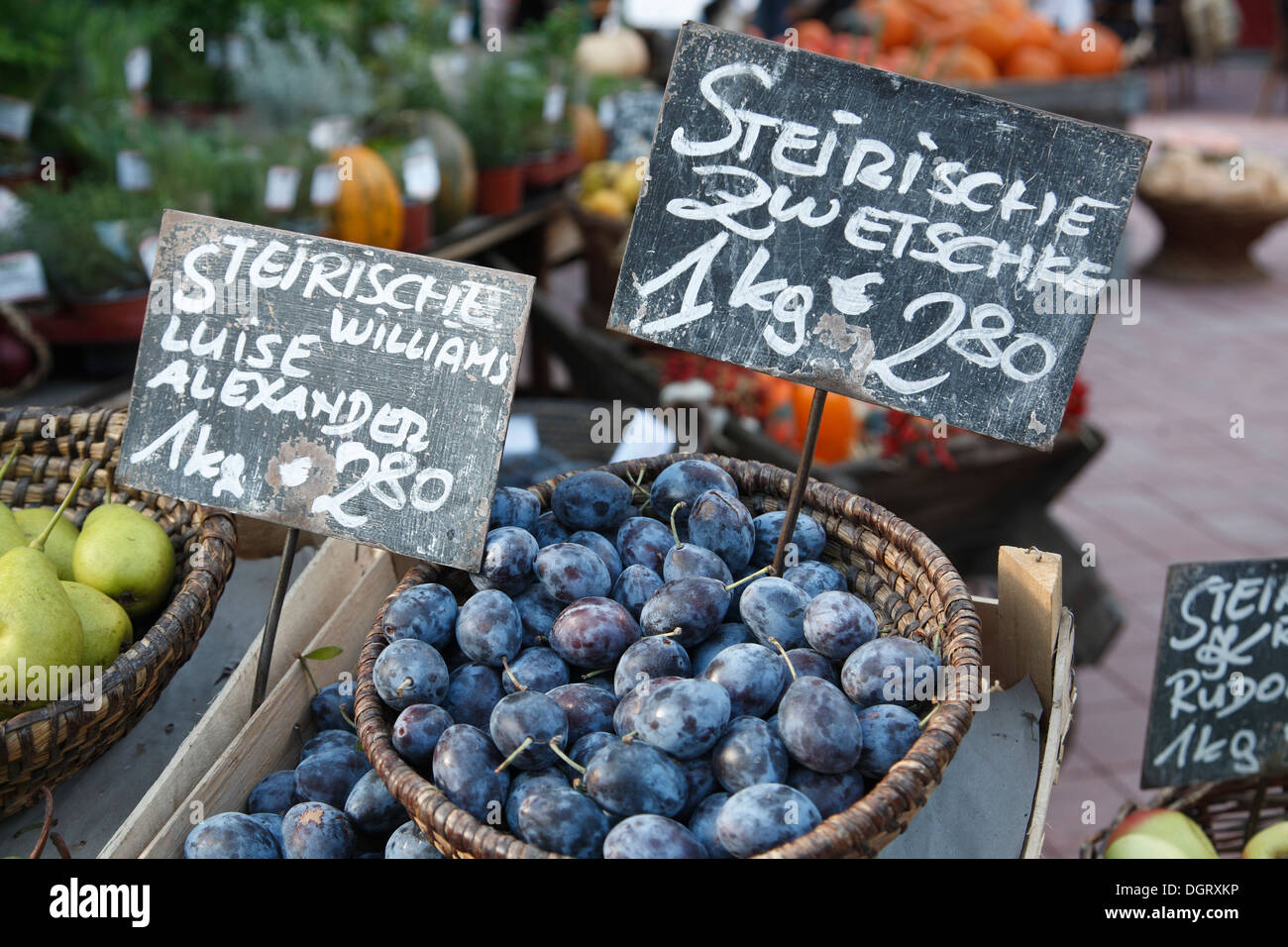 Fruits on sale at Naschmarkt stall, Vienna, Austria, Europe Stock Photo