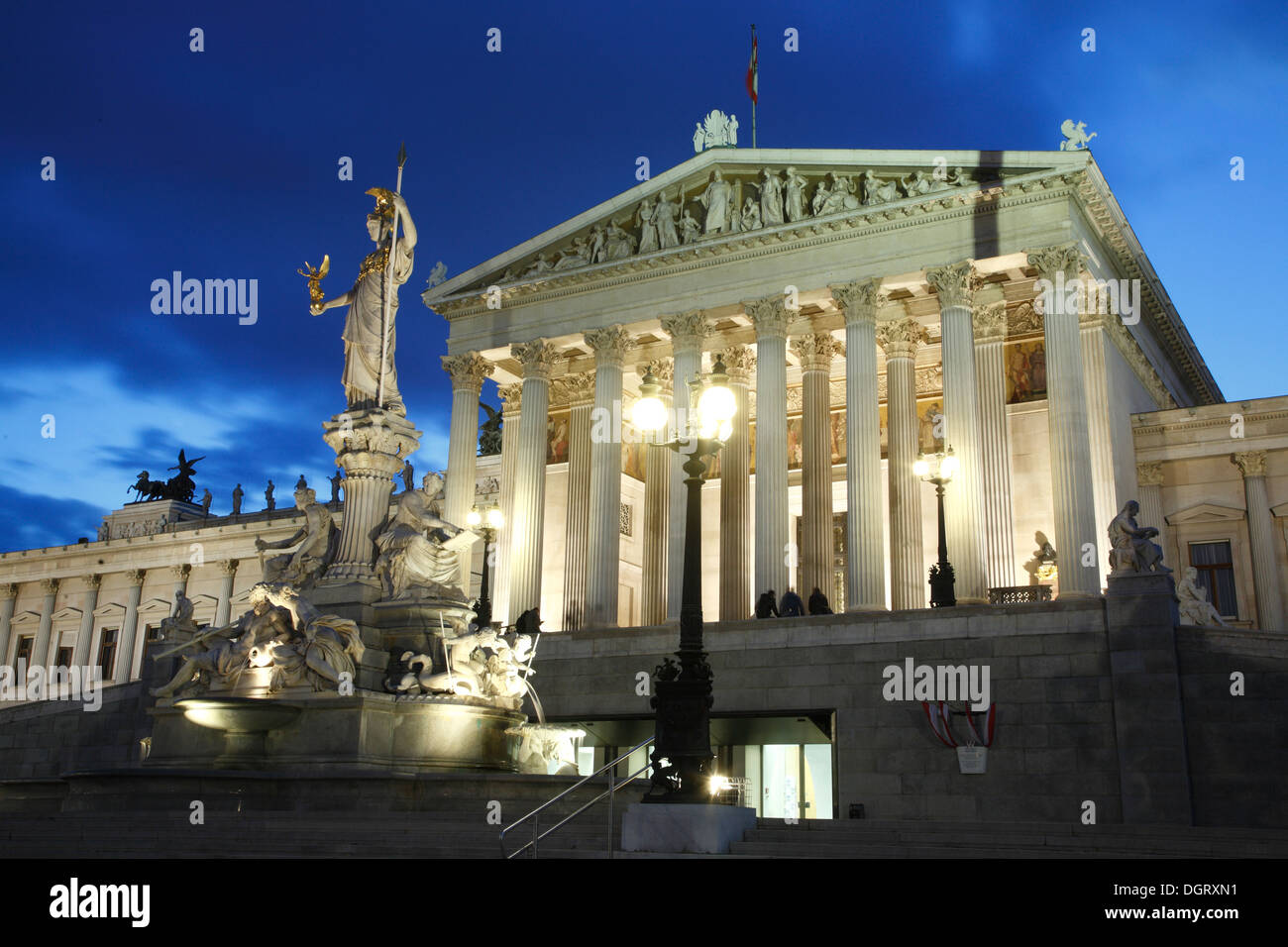 Parliament building in the evening, Vienna, Austria, Europe Stock Photo