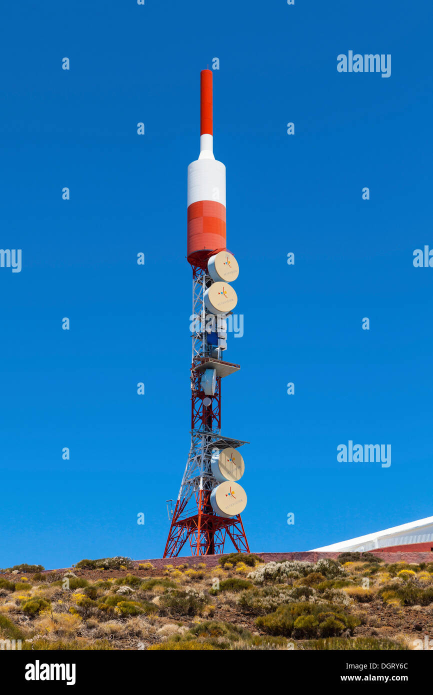 Transmission tower, Observatorio del Teide, observatory in the Teide National Park, UNESCO World Heritage Site Stock Photo