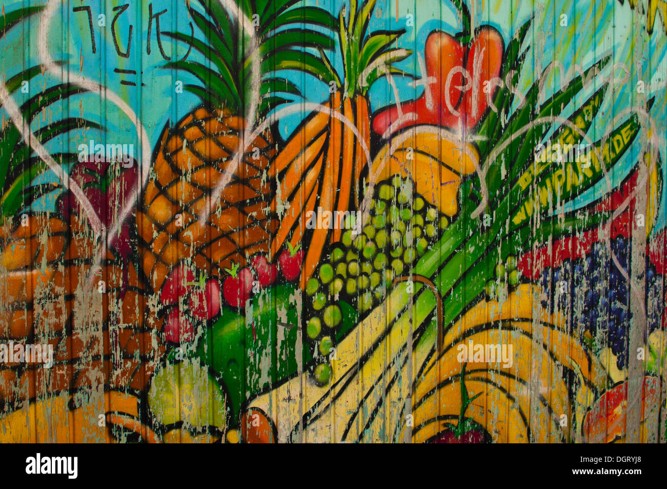 Graffiti, fruit and vegetables, Leipzig Stock Photo - Alamy