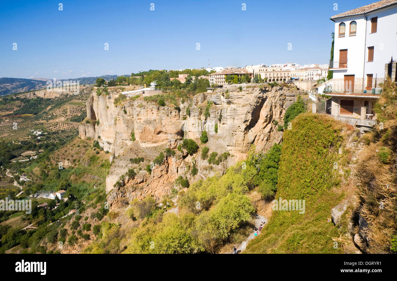 Sheer cliff cliff-top buildings Ronda Spain Stock Photo