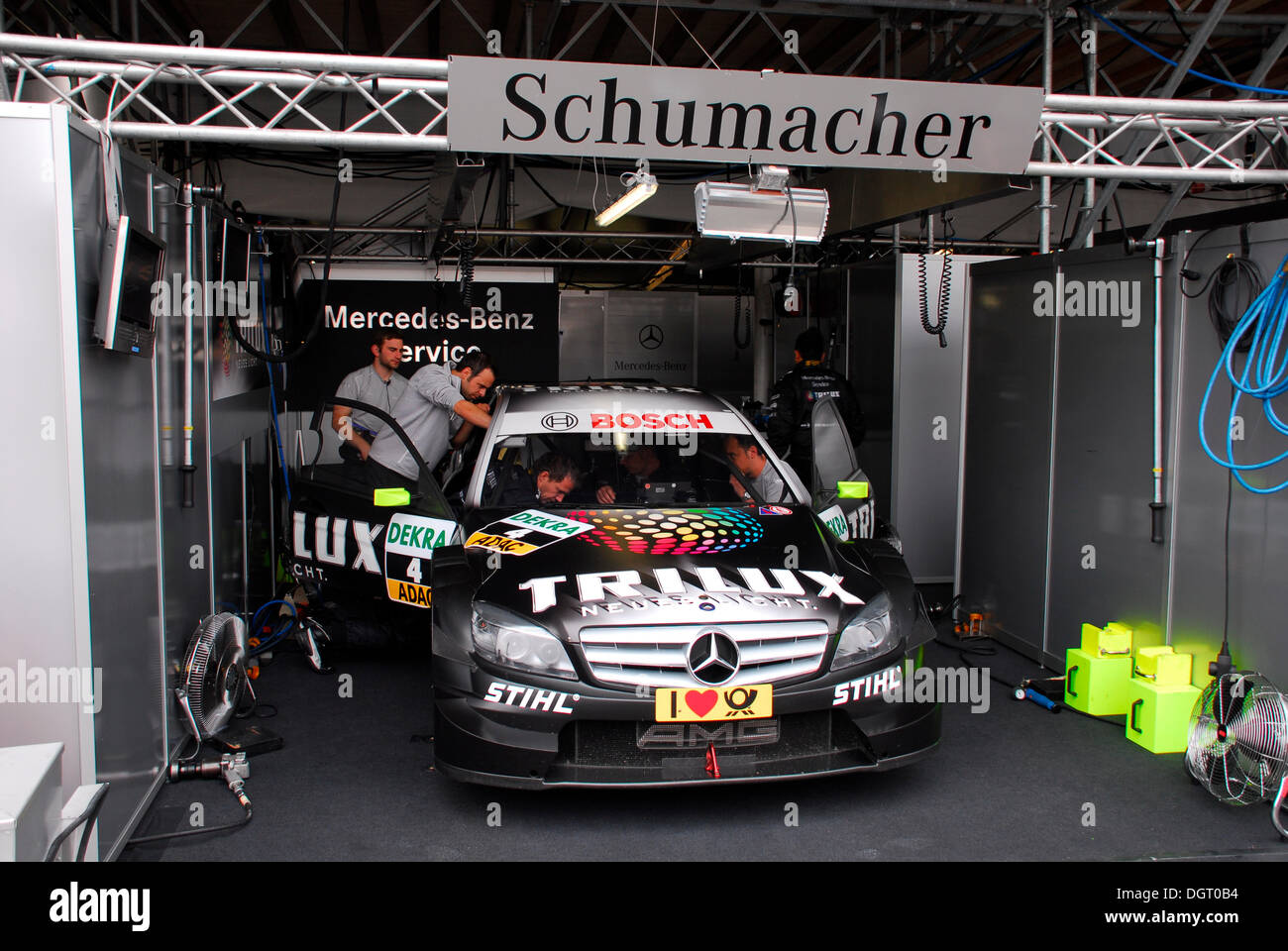 DTM race, Mercedes with the number 4, pilot Ralf Schumacher, on the Norising race track, Nuremberg, Bavaria Stock Photo