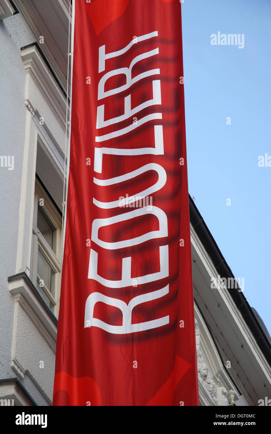 Banner labelled Reduziert, German for Reduced, Sale Stock Photo