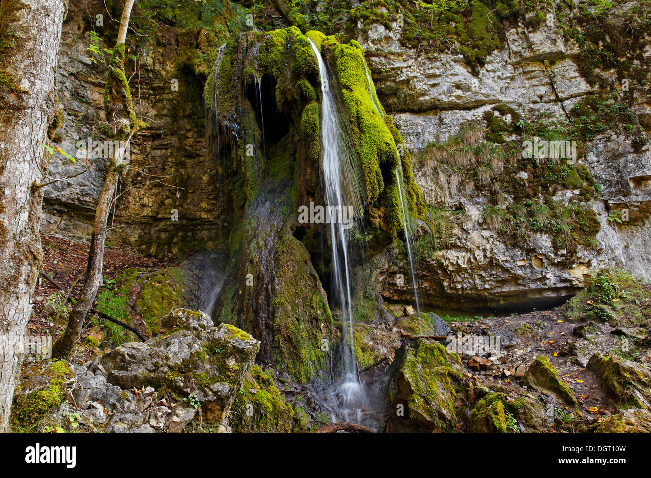 Small waterfall on calcsinter deposits, Wutachschlucht near the former Bad Boll