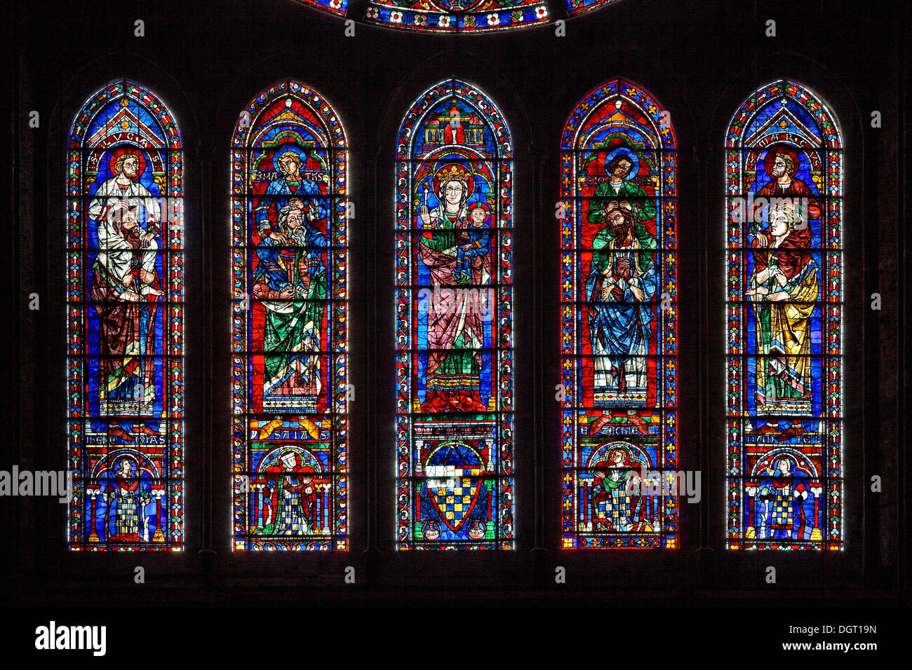 Chartres Cathedral, windows in the south transept, Ile de France region, department of Eure-et-Loir, France, Europe Stock Photo