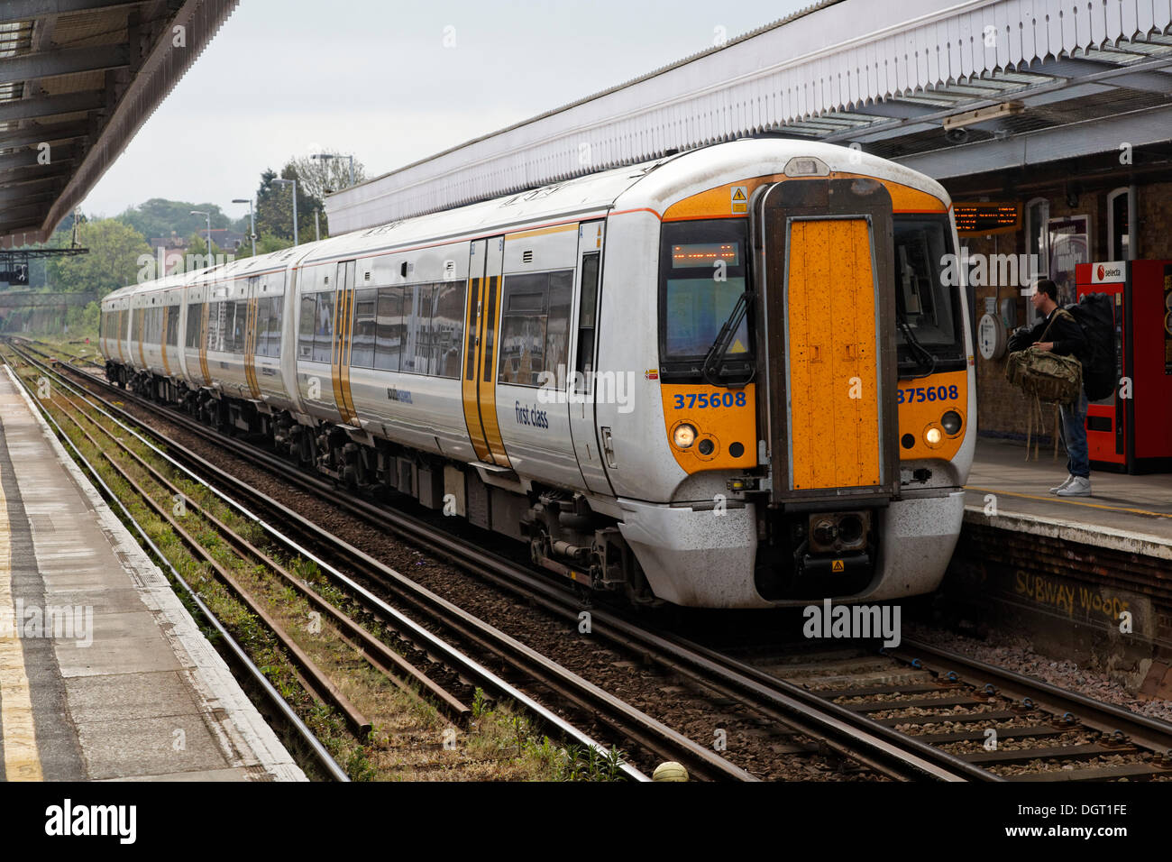 Train of the South-Eastern Railway, Canterbury Railway Station, South East England, administrative county of Kent, England Stock Photo