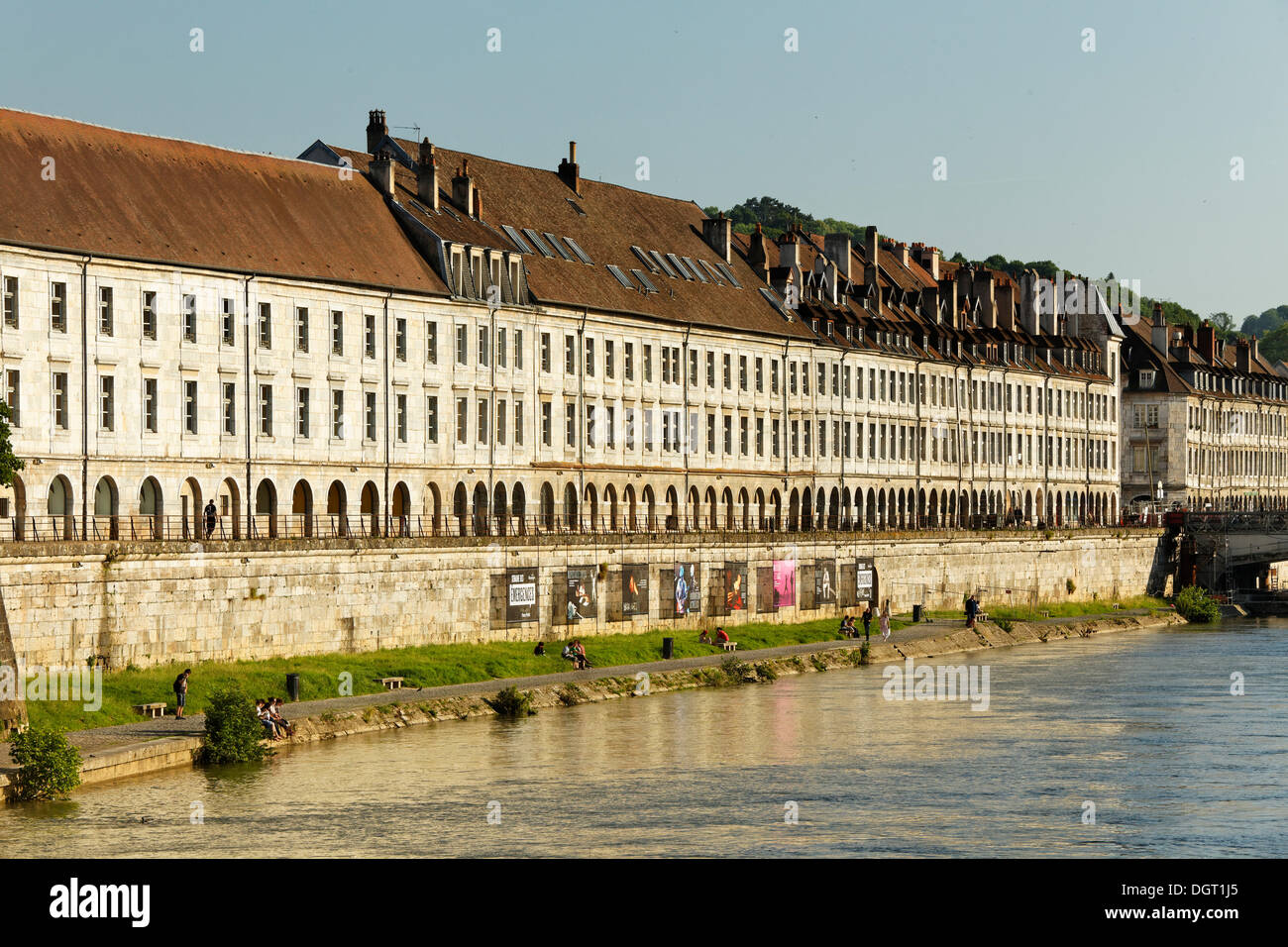 Partial view of the Vauban fortifications on a loop of the Doubs river, Besançon, Via Francigena, an ancient road from France Stock Photo