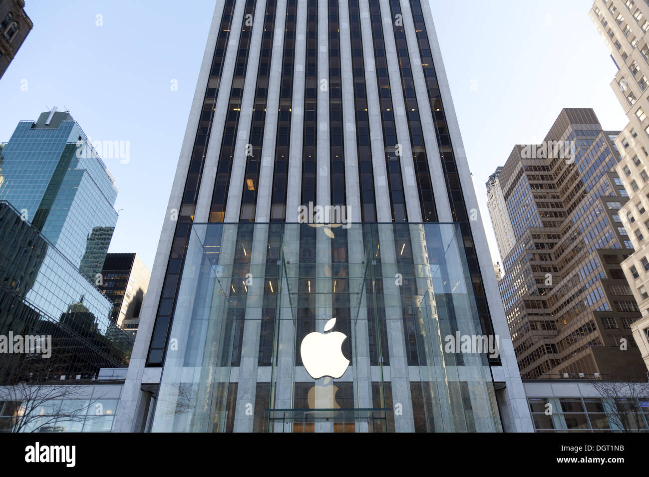 NEW YORK - the renovated Apple computer store Glass Cube on 5th Avenue in New York City, on January 9, 2012 Stock Photo