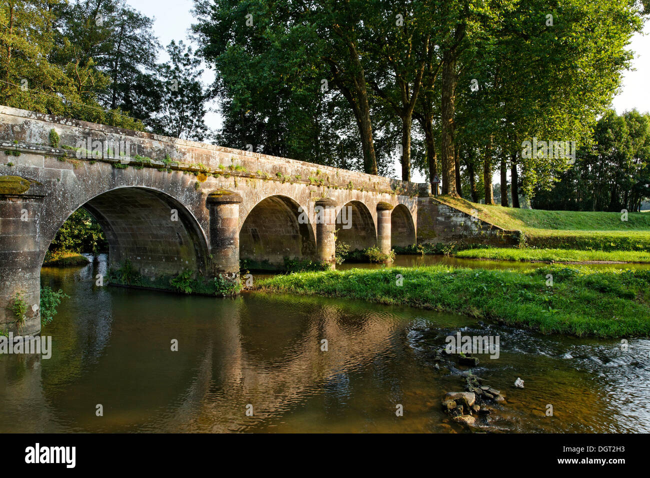 Old road bridge over the Coney River, Selles, Vesoul, Region Franche-Comté, Dep. Haute-Saône, France Stock Photo