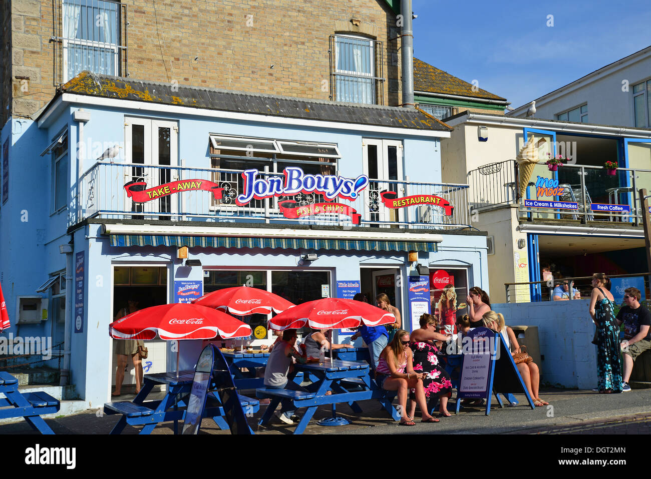 Jon Buoys fish & chips restaurant, Beachfield Avenue, Newquay, Cornwall, England, United Kingdom Stock Photo