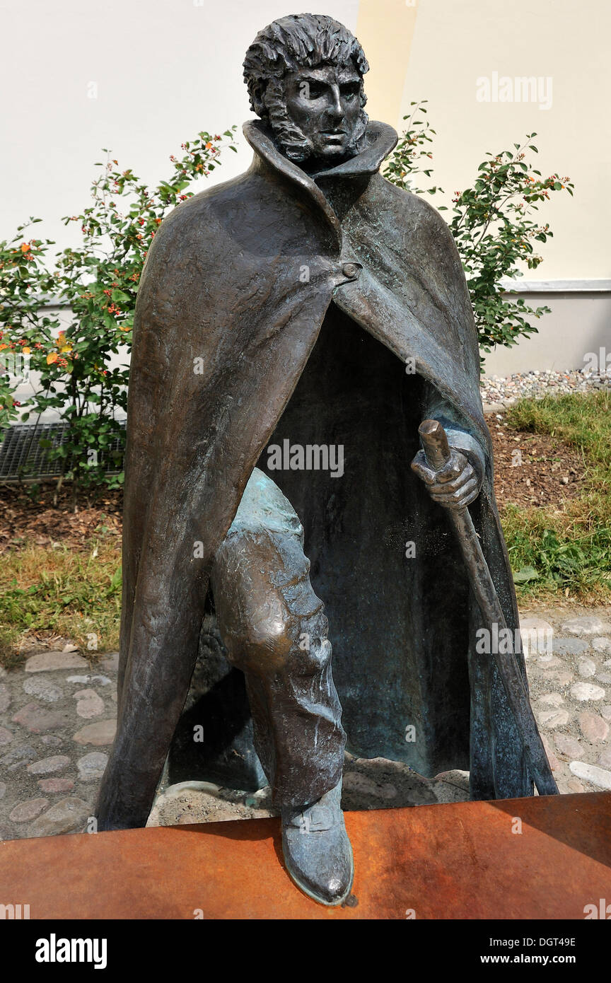 Bronze statue of the painter Caspar David Friedrich by sculptor Claus Goertz, inaugurated in 2010, Lappstrasse street Stock Photo