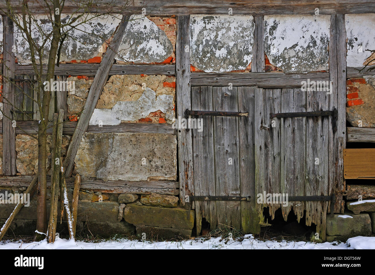 Old Barn Half Open Door Stock Photo 1007441737