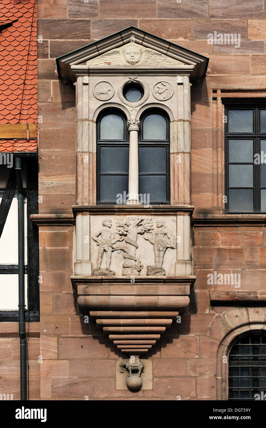 Turich Window Bay window with a relief of the Fall of Man, on the facade of Tucher ...