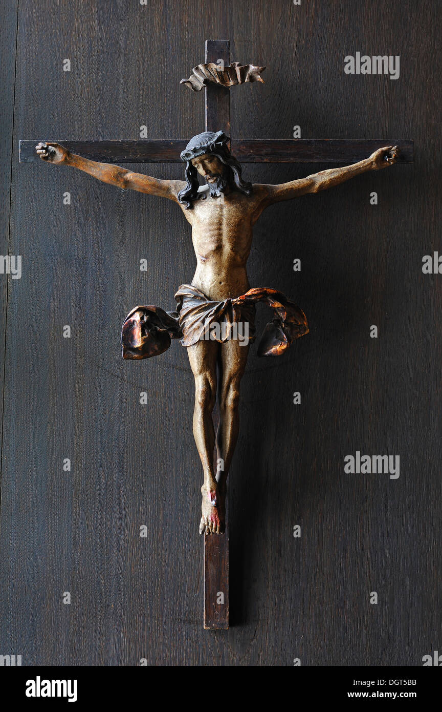 Crucifix by Georg Leistner, Wanderer Room 2, Albrecht Duerer House, historic center, Nuremberg, Middle Franconia, Bavaria Stock Photo