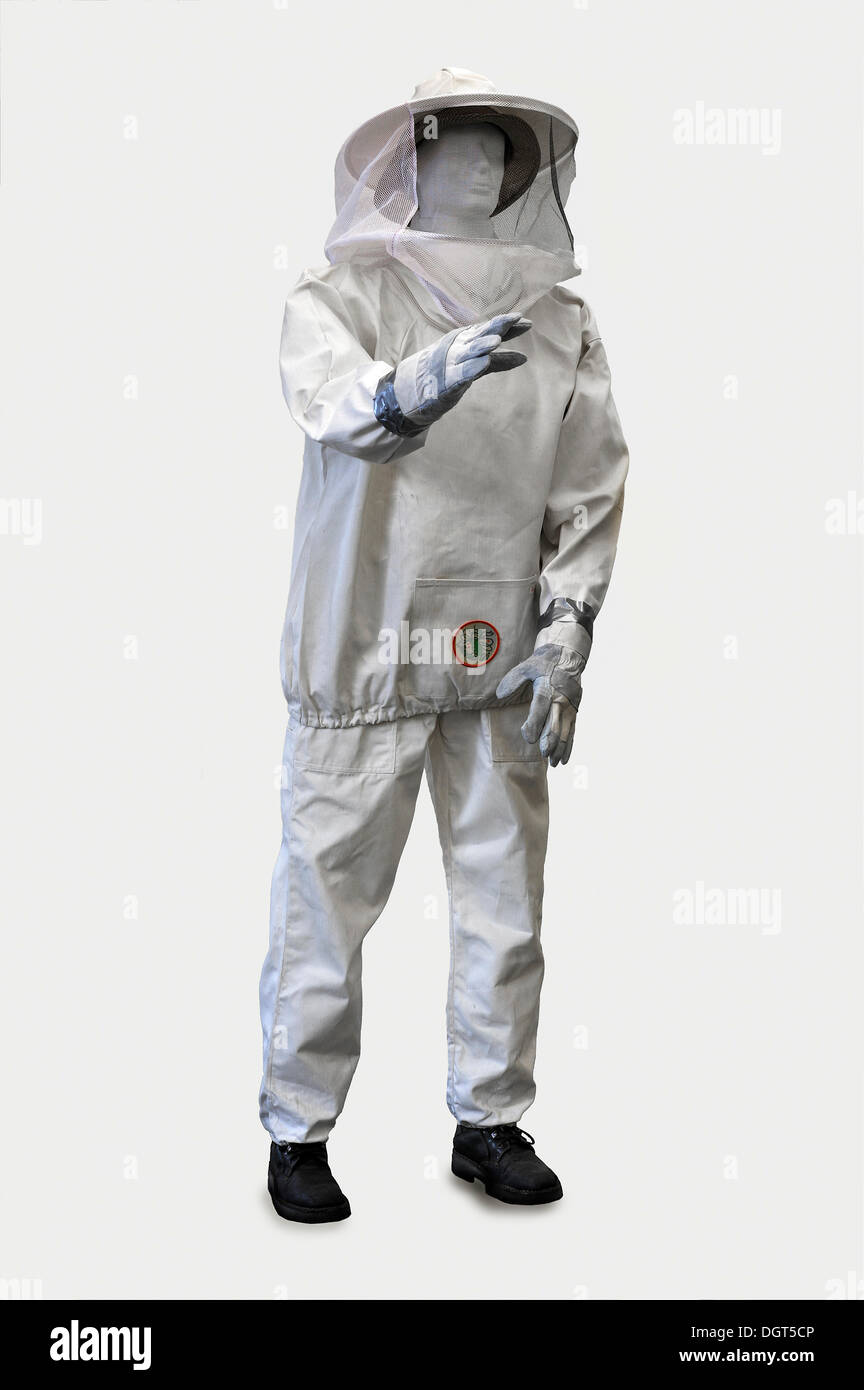 Insect protection suit, "Feuer und Flamme – Die Feuerwehr von 1850 bis heute", an exhibition of 150 years of Lauf Fire Stock Photo