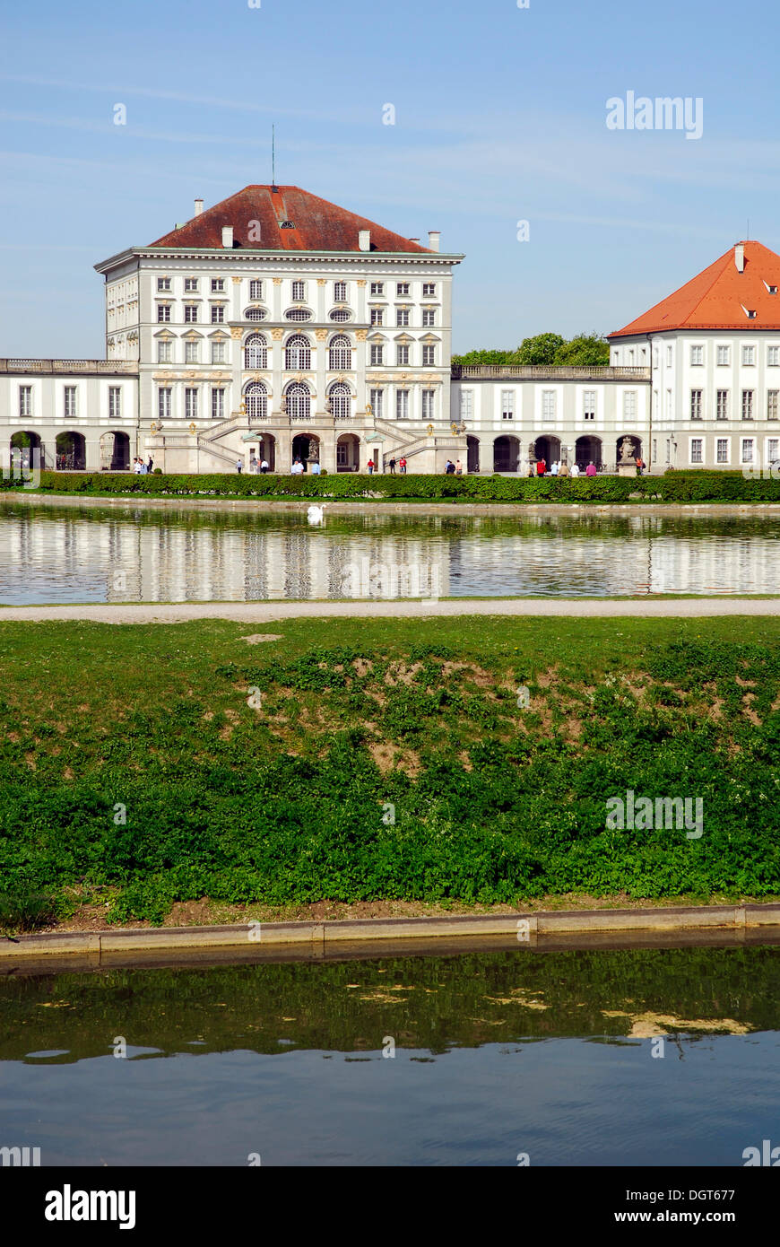 Schloss Nymphenburg palace, park at the Nymphenburger Schlosskanal