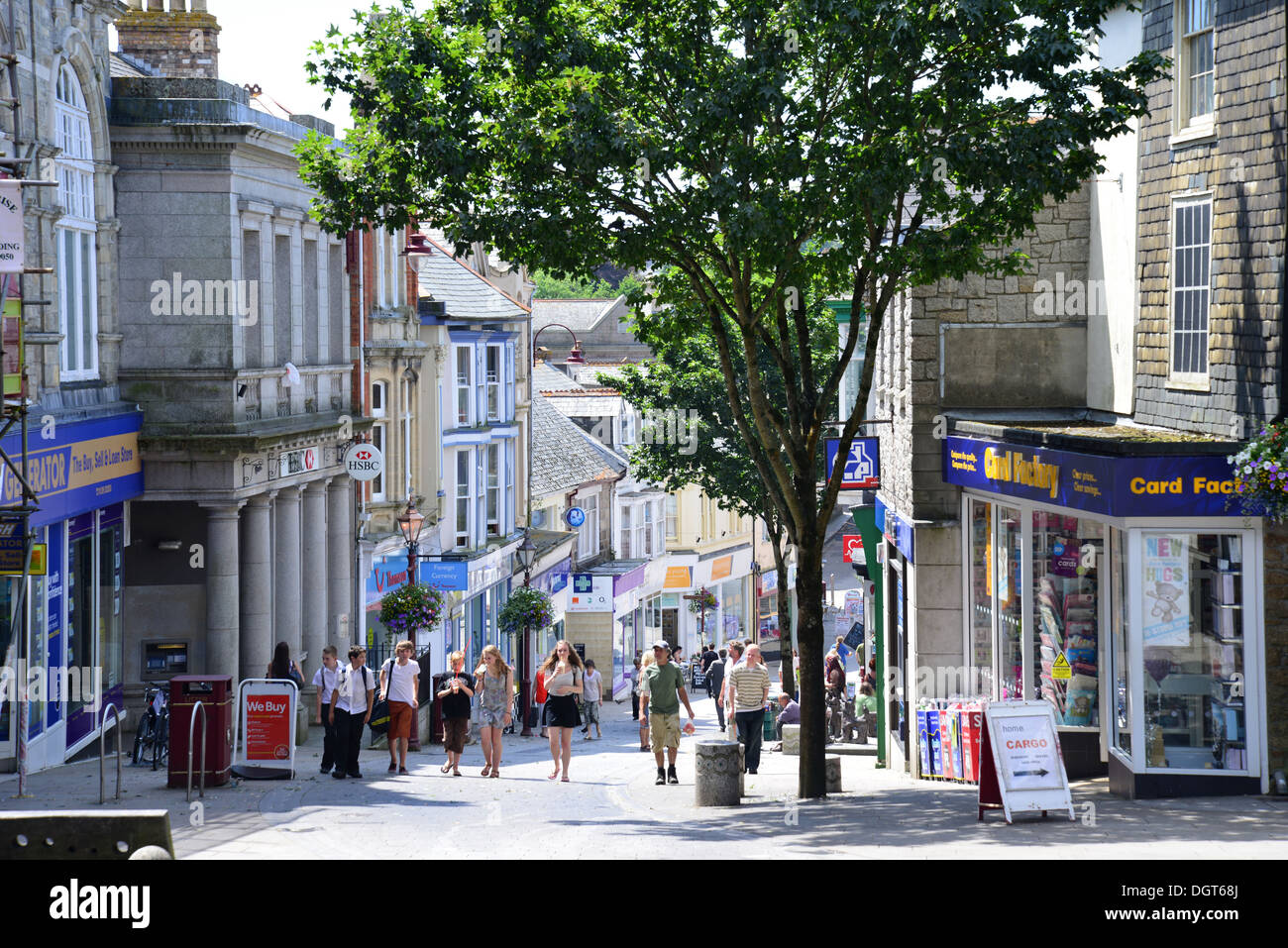 Pedestrianised Fore Street, Redruth, Cornwall, England, United Kingdom Stock Photo