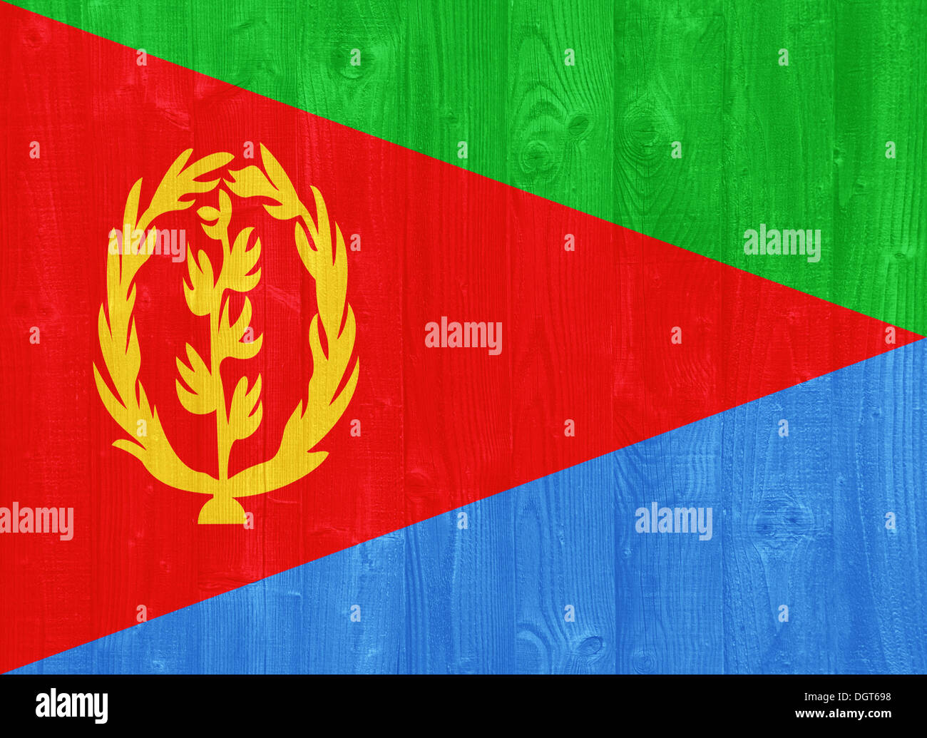 gorgeous Eritrea flag painted on a wood plank texture Stock Photo - Alamy