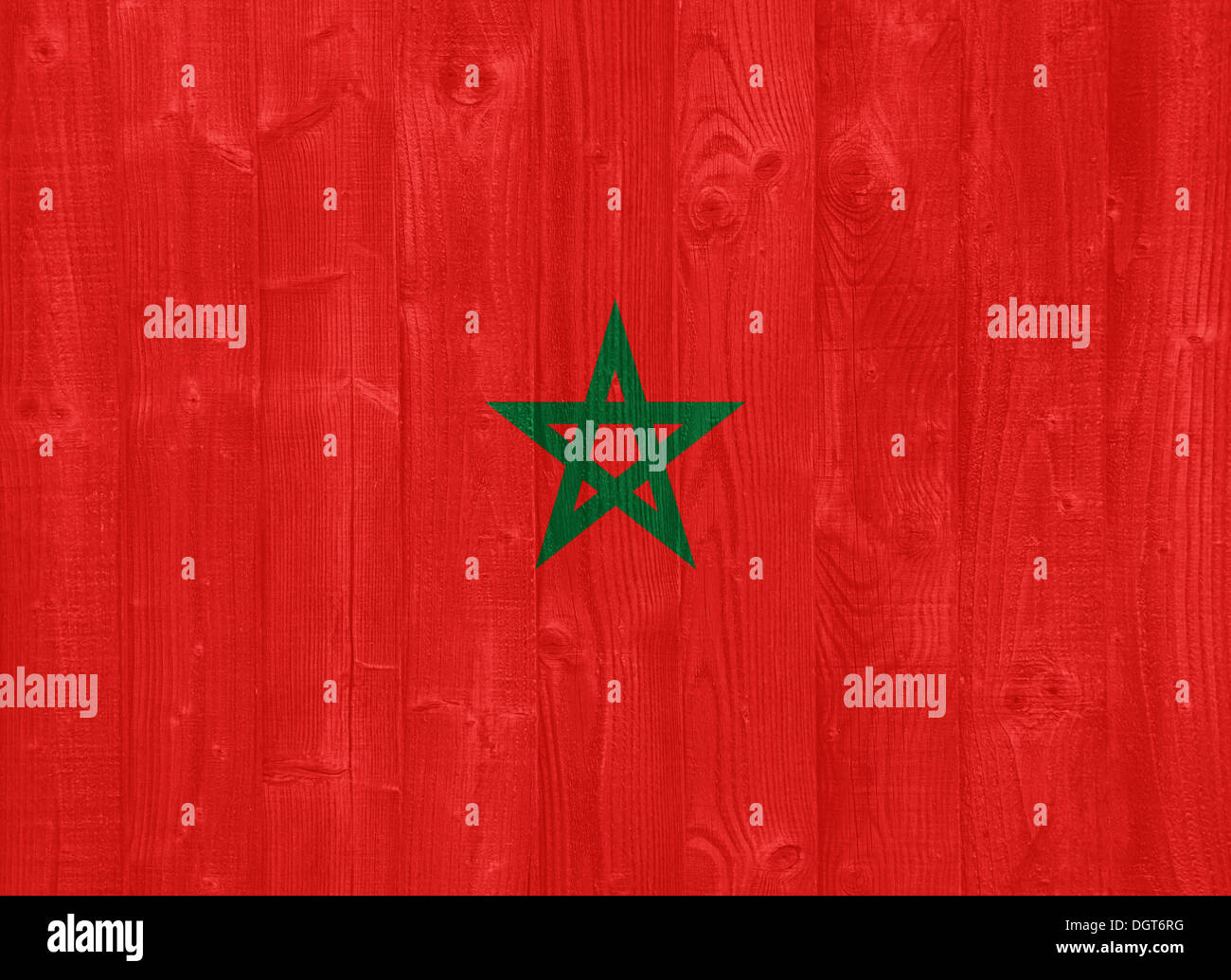 gorgeous Morocco flag painted on a wood plank texture Stock Photo - Alamy