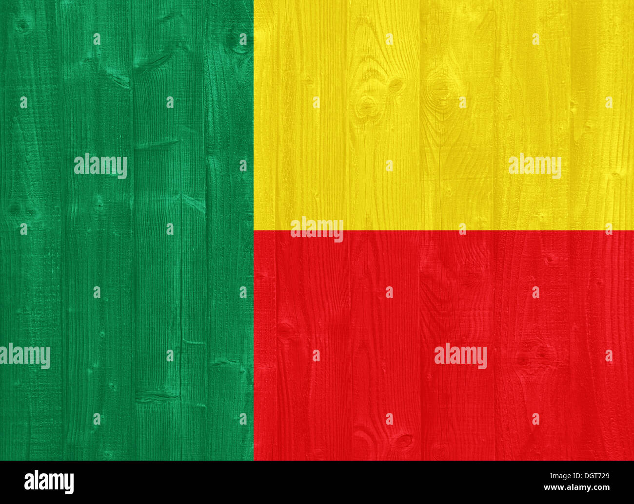 gorgeous Benin flag painted on a wood plank texture Stock Photo