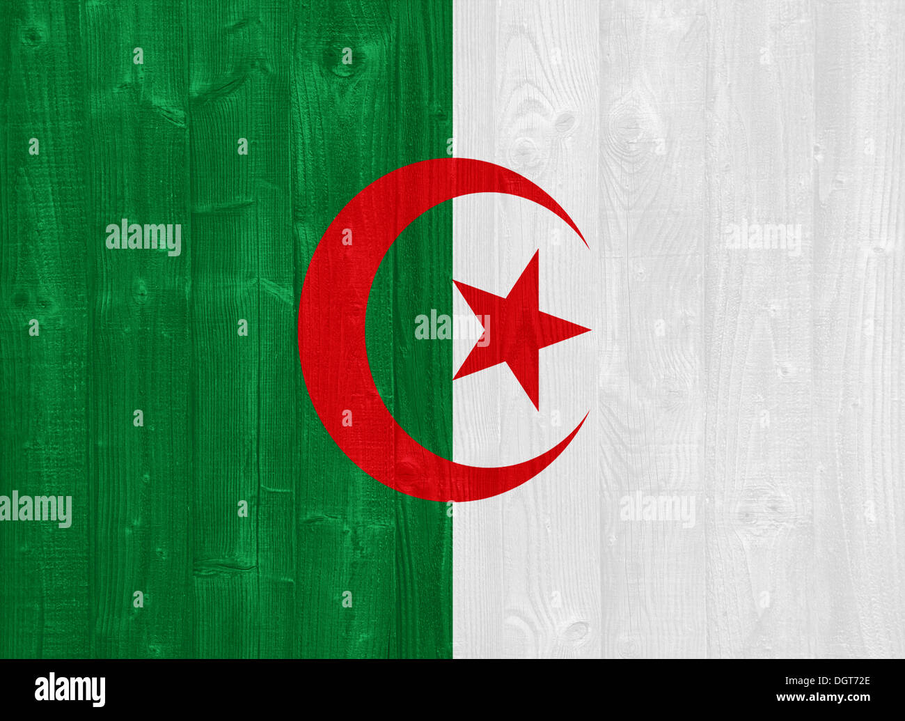 gorgeous Algeria flag painted on a wood plank texture Stock Photo - Alamy