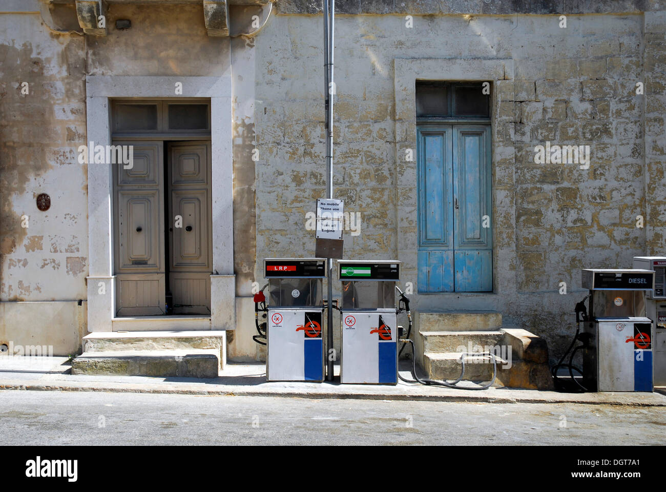 Petrol station in Victoria, Rabat, historic name of the town, Gozo Island, Republic of Malta
