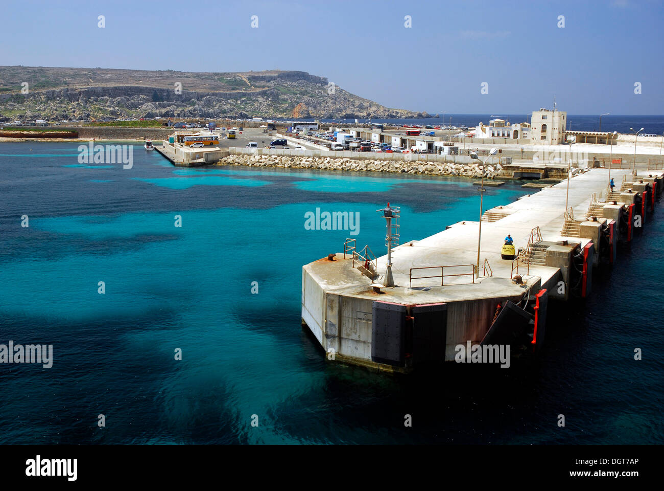Jetty, pier in Cirkewwa, Marfa Point, Malta, Mediterranean, Europe Stock Photo