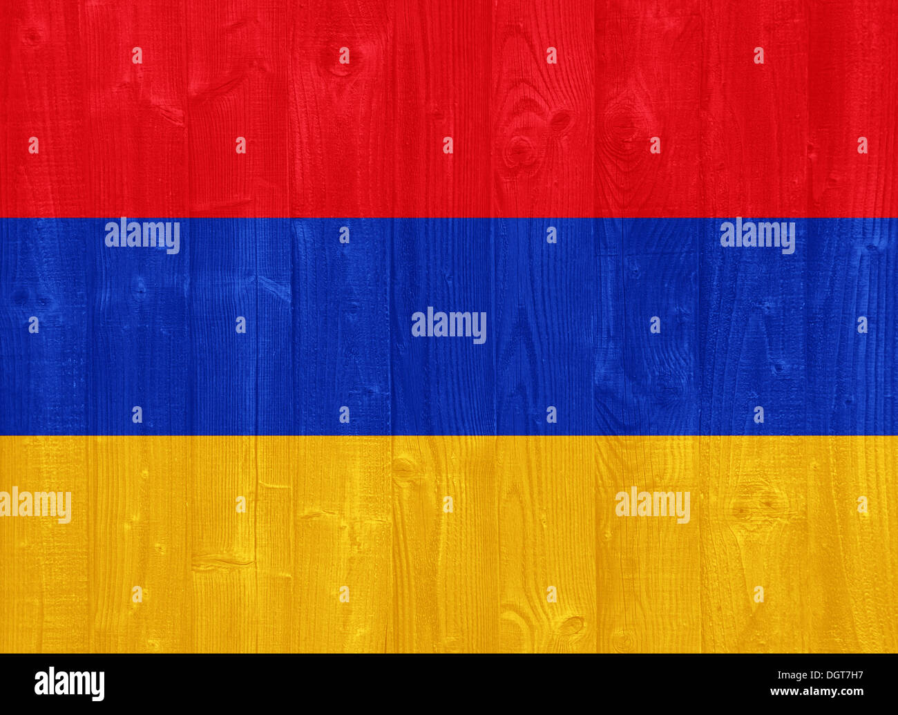 gorgeous Armenia flag painted on a wood plank texture Stock Photo