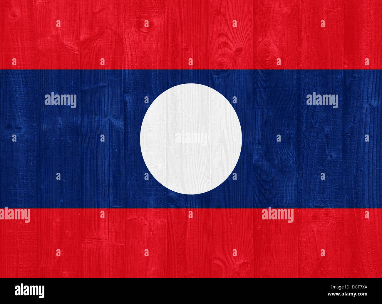 gorgeous Laos flag painted on a wood plank texture Stock Photo