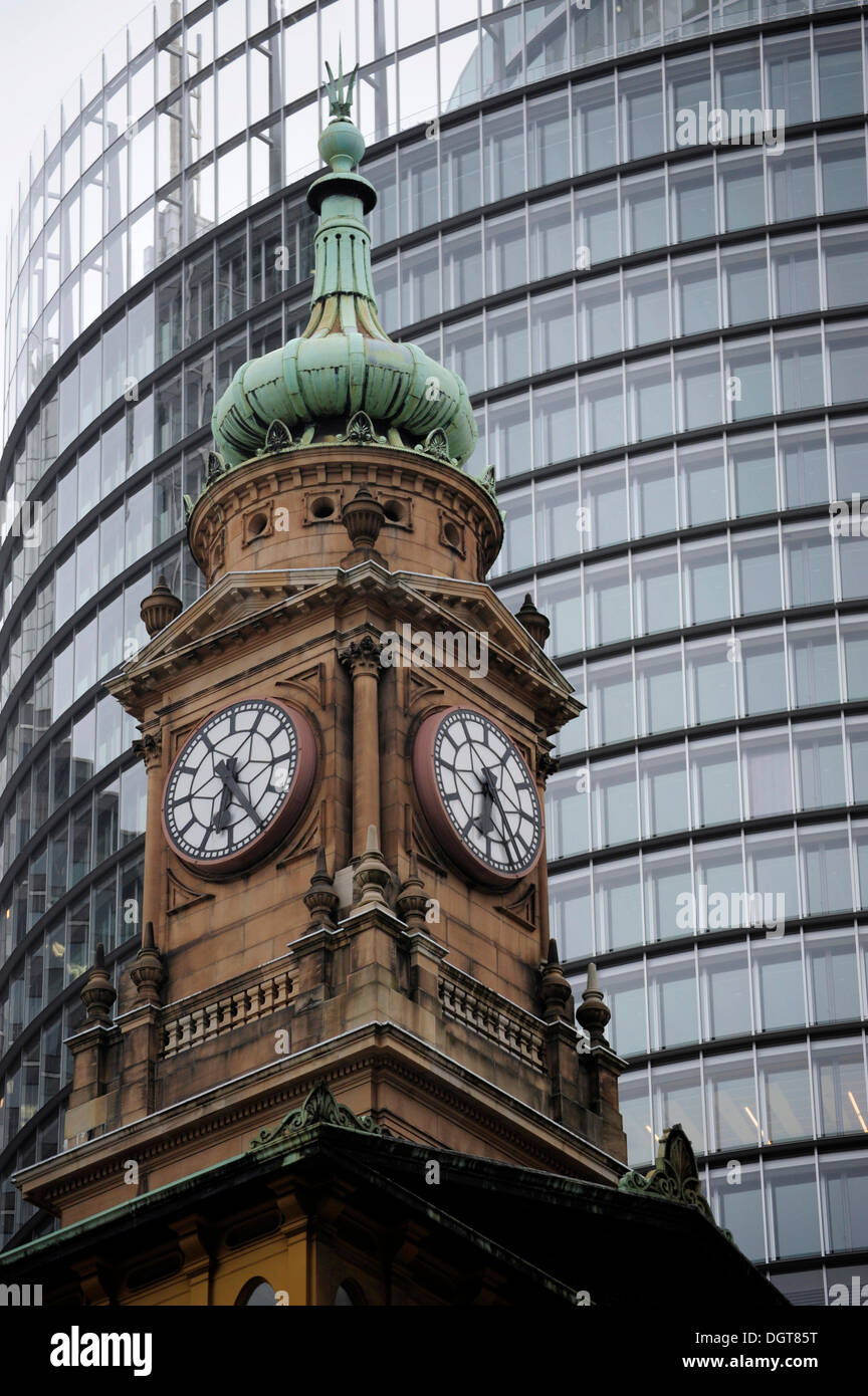 Clock tower at the Department of Lands Building, Bridge Street, Central Business District, CBD, Sydney City, Sydney Stock Photo