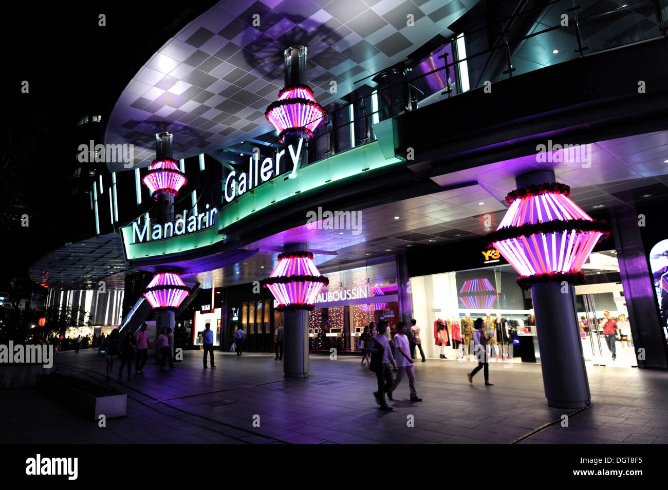 Mandarin Gallery mall at night, Orchard Road, Central Area, Central Business District, Singapore, Asia Stock Photo