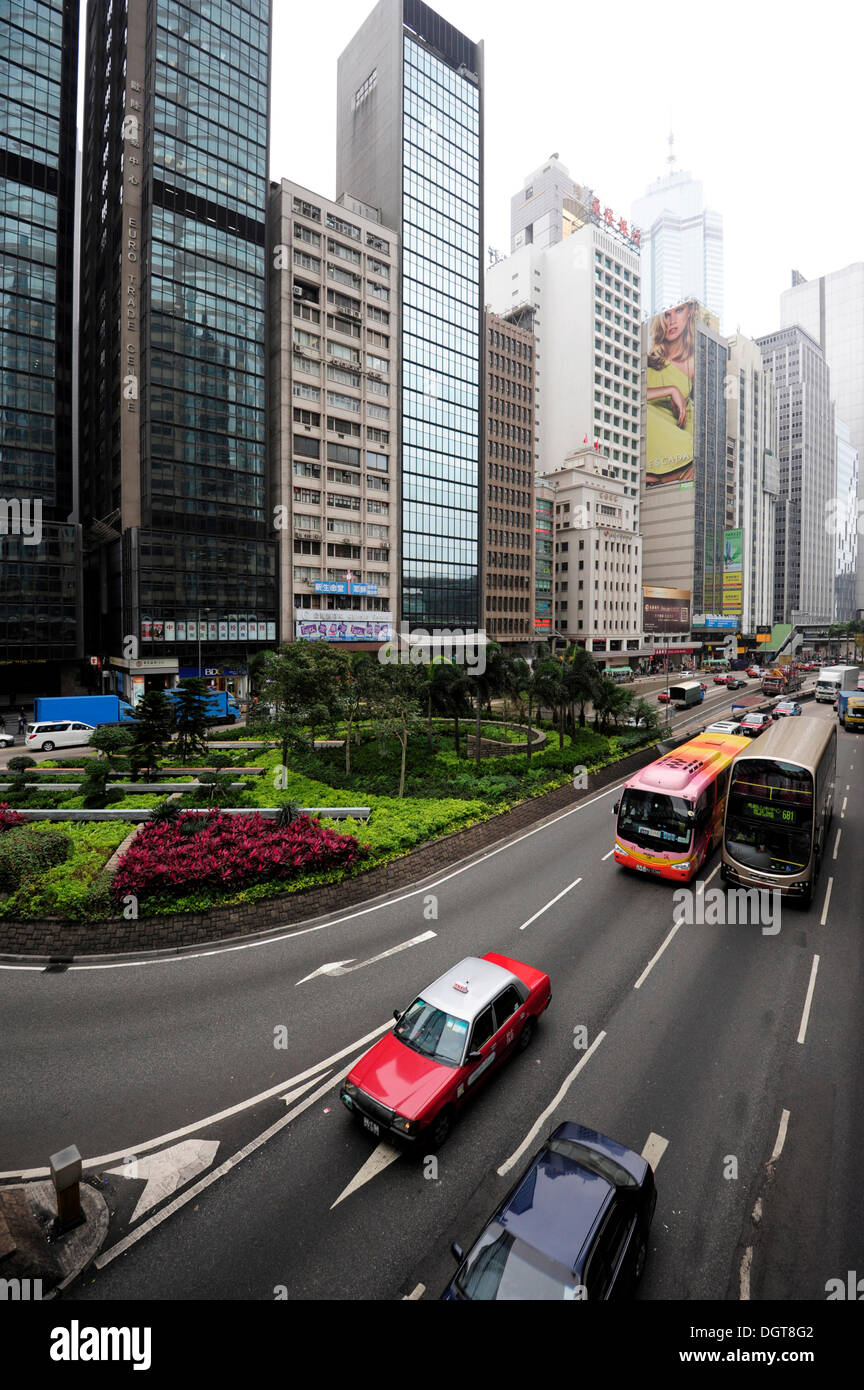 Traffic in Chung Wan, Central District, Hong Kong Island, Hong Kong, China, Asia Stock Photo