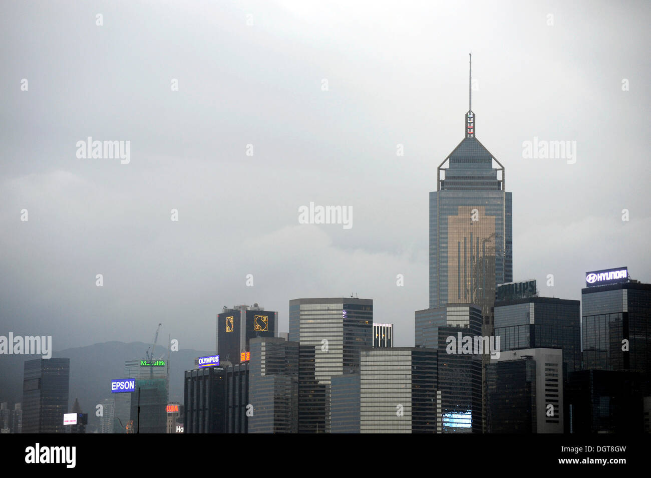Several office buildings and Central Plaza, a skyscraper in Wan Chai in ...