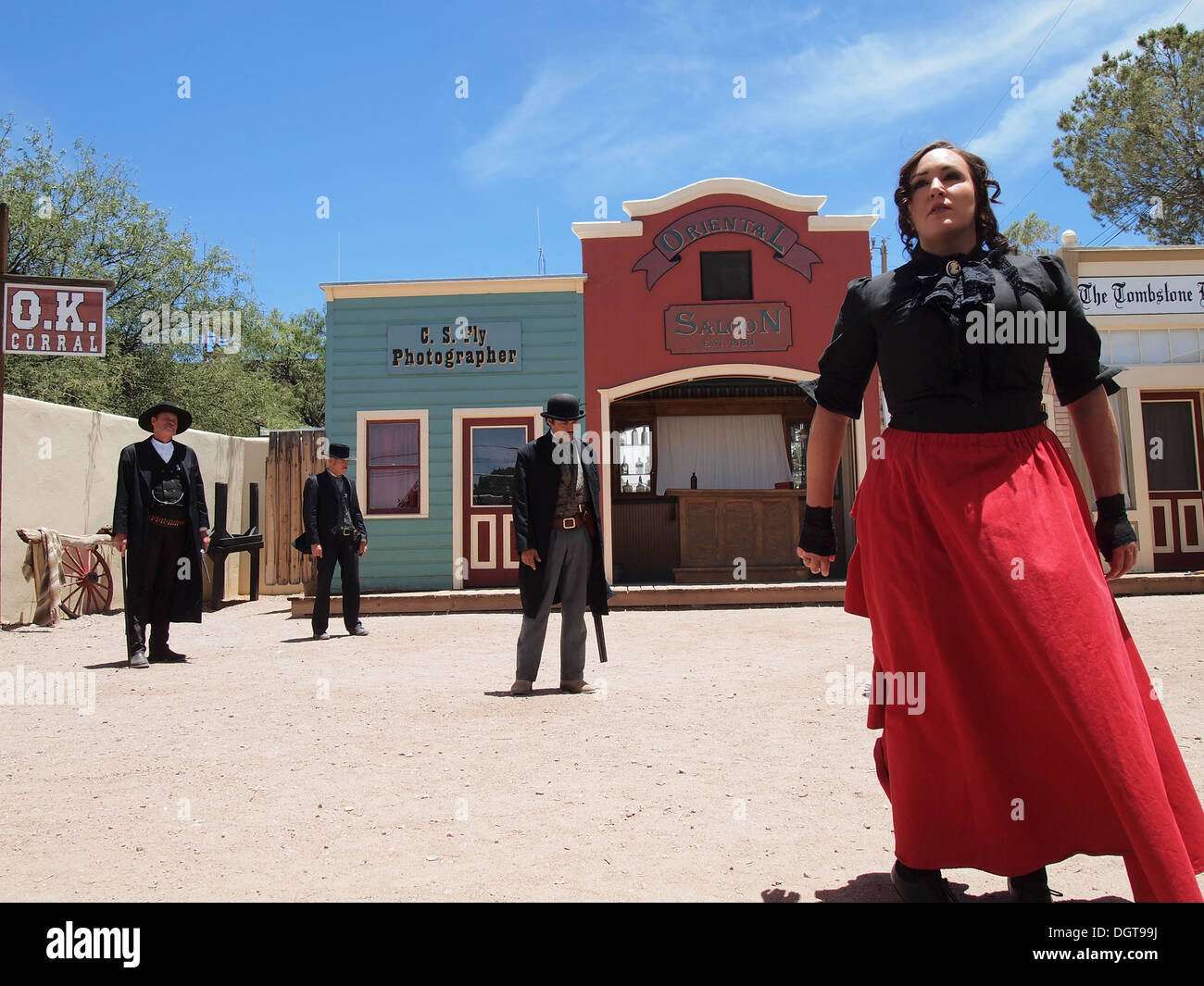 Actors in a recreation of the Gunfight at the O.K. Corral in Tombstone, Arizona, USA Stock Photo