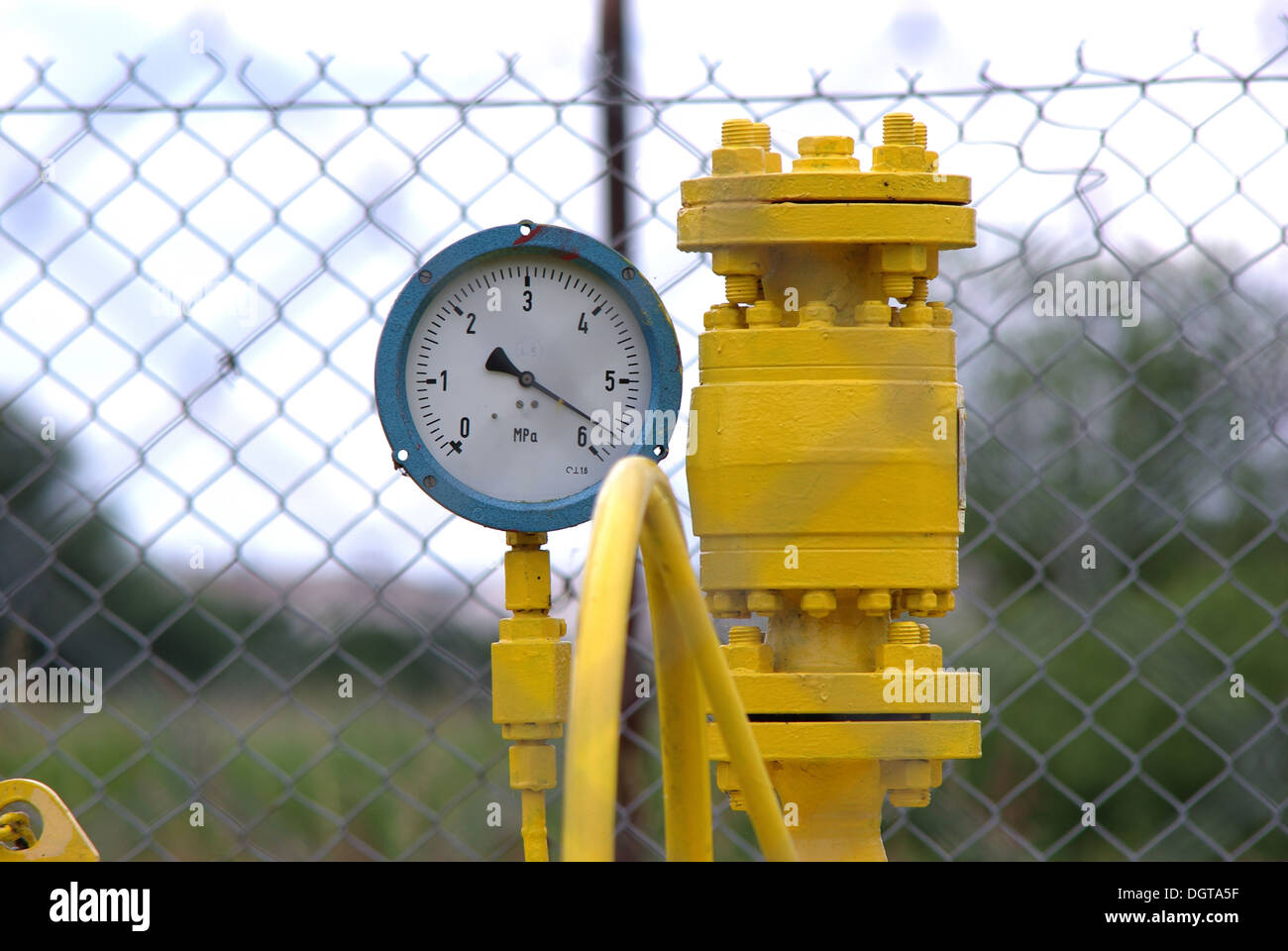 manometer near gas installation on sky background Stock Photo Alamy