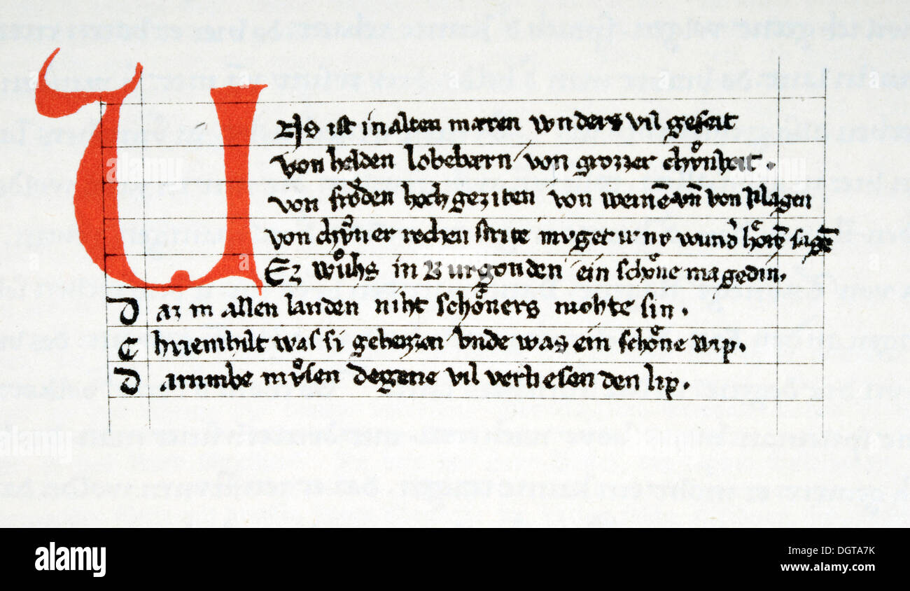 The beginning of the Nibelungenlied in HohenemsMunich manuscript