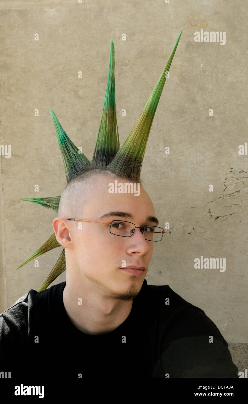 Young man with a punk hairstyle, mohawk, mohican, Wave 