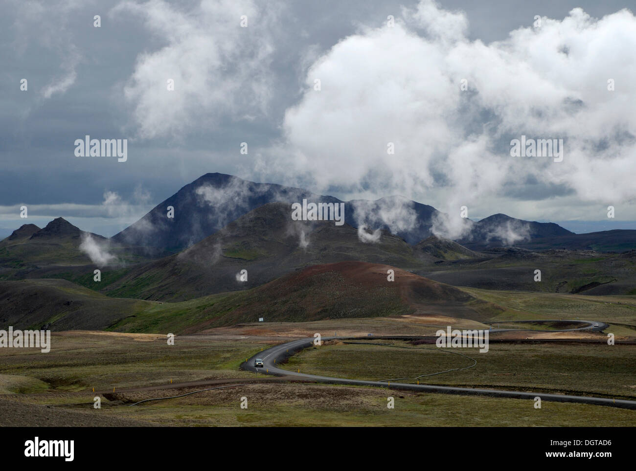Landscape at Krafla Geothermal Power Plant, Iceland, Europe Stock Photo