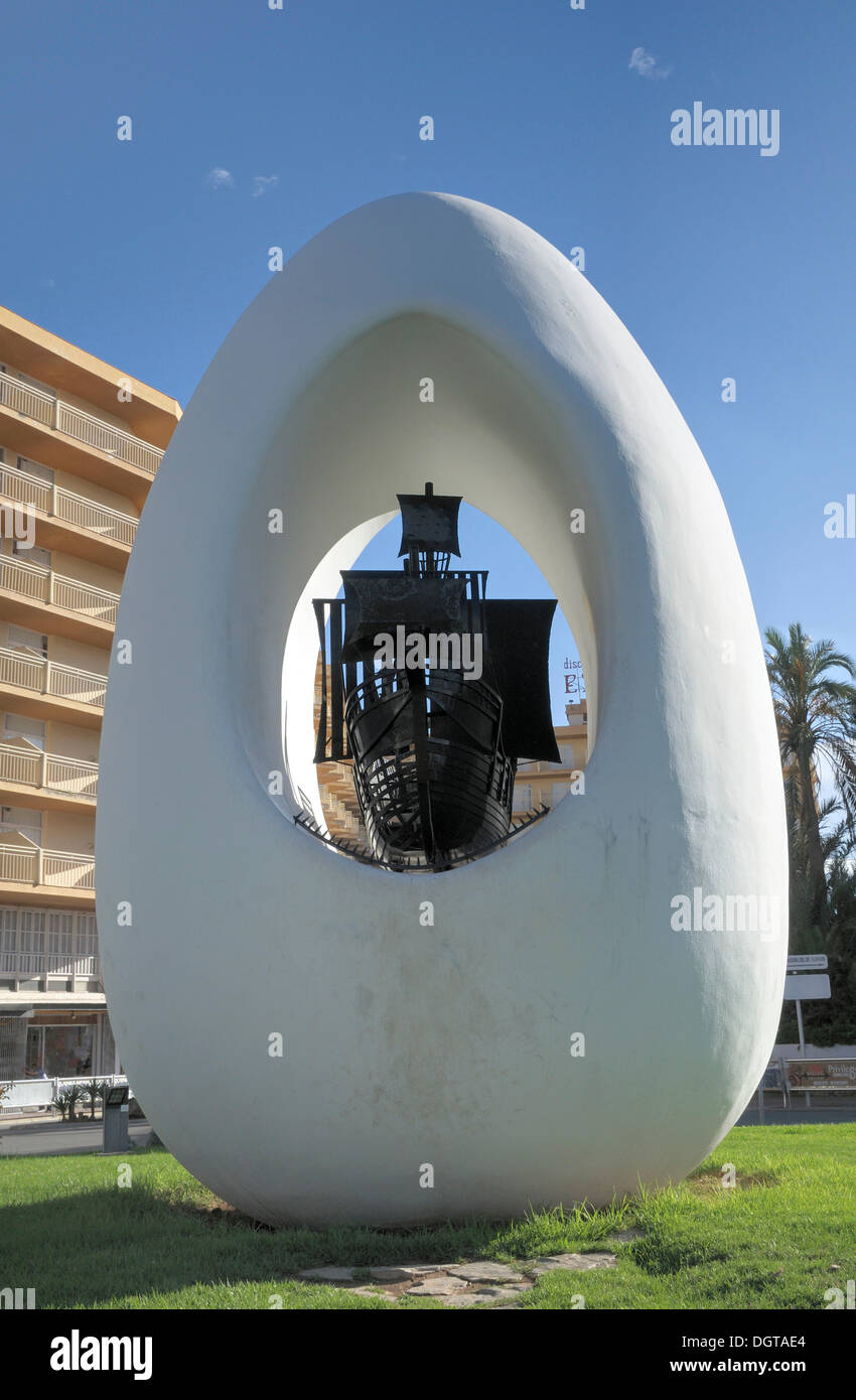 Columbus monument, Sant Antoni de Portmany, Ibiza, Pityuses, Balearic Islands, Spain, Europe Stock Photo
