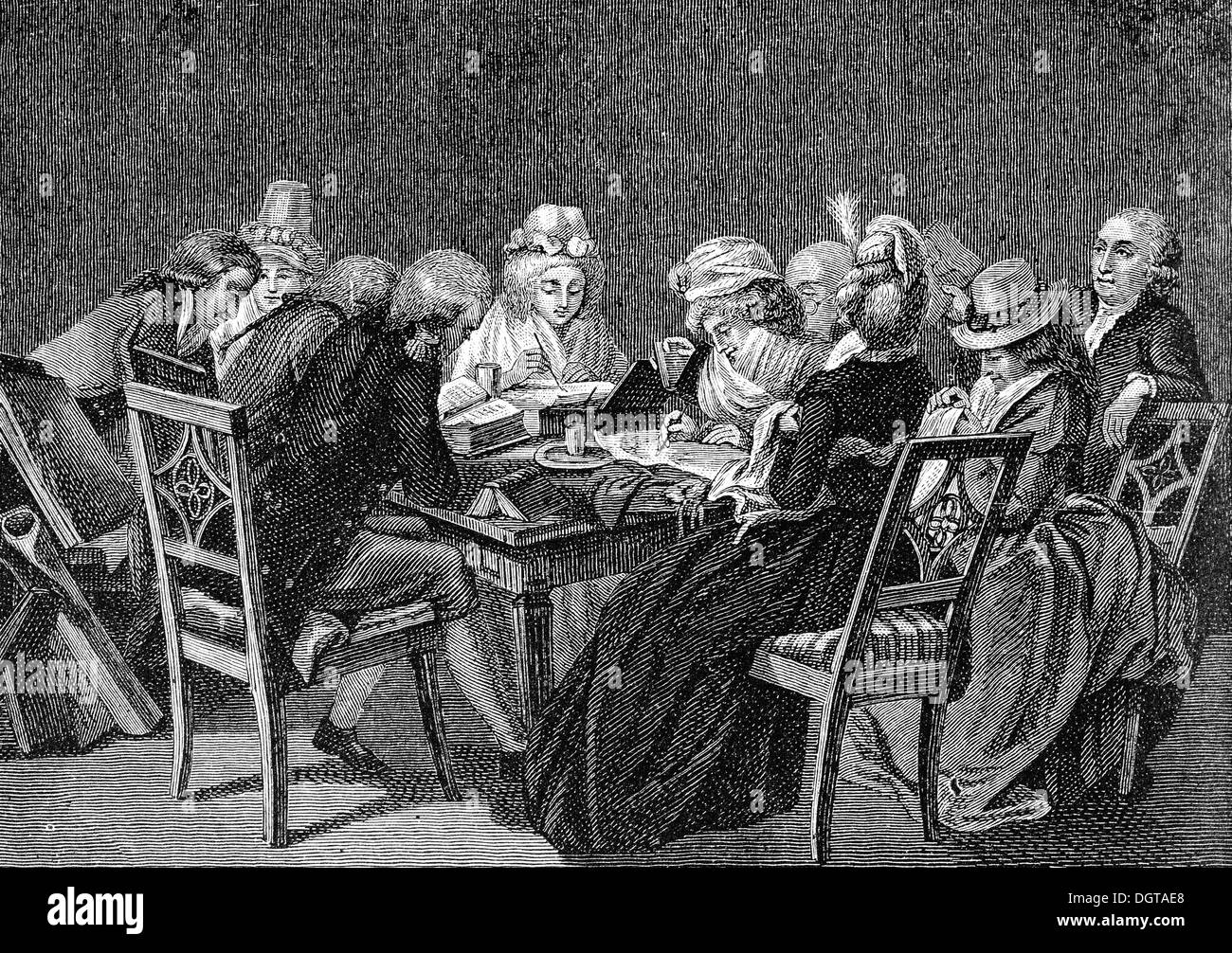 Evening circle of the Duchess Amalia, historical illustration in