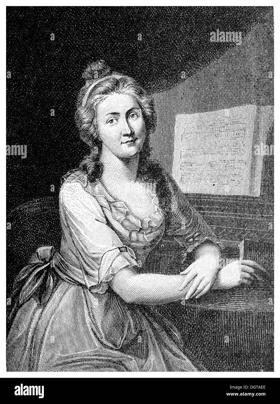 Charlotte von Kalb, historical illustration in Deutsche Literaturgeschichte or German literature from 1885 Stock Photo